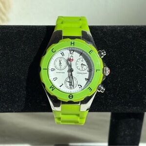 MICHELE Neon Green Tahini Jelly Watch